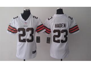 Women Cleveland Browns 23 Joe Haden Football Jersey White