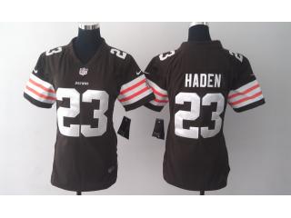 Women Cleveland Browns 23 Joe Haden Football Jersey Brown