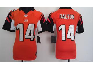 Women Cincinnati Bengals 14 Andy Dalton Football Jersey Orange