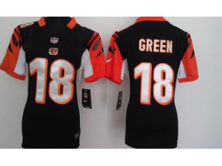 Women Cincinnati Bengals 18 A.J. Green Football Jersey Black