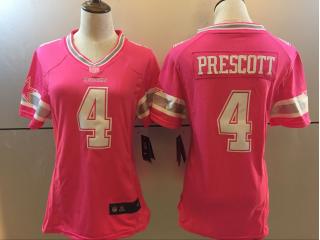 Women Dallas Cowboys 4 Dak Prescott Football Jersey pink