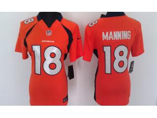 Women Denver Broncos 18 Peyton Manning Football Jersey Orange