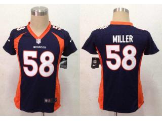 Women Denver Broncos 58 Von Miller Football Jersey Navy Blue