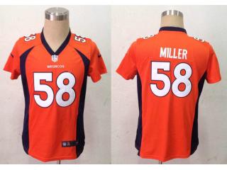 Women Denver Broncos 58 Von Miller Football Jersey Orange