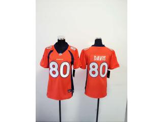Women Denver Broncos 80 Vernon Davis Football Jersey Orange