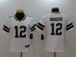 Women Green Bay Packers 12 Aaron Rodgers Football Jersey Legend White