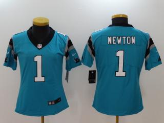 Women Carolina Panthers 1 Cam Newton Football Jersey Legend Blue