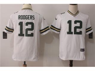 Youth Green Bay Packers 12 Aaron Rodgers Football Jersey White