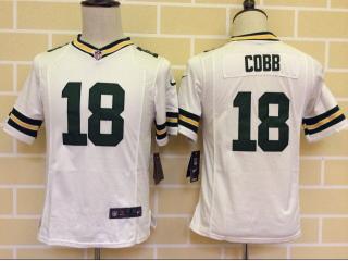Youth Green Bay Packers 18 Randall Cobb Football Jersey White