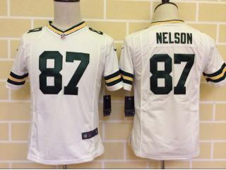 Youth Green Bay Packers 87 Jordy Nelson Football Jersey White