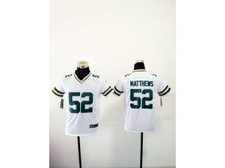 Youth Green Bay Packers 52 Clay Matthews Football Jersey White