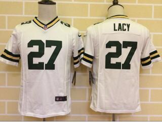 Youth Green Bay Packers 27 Eddie Lacy Football Jersey White