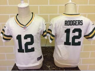 Toddler Green Bay Packers 12 Aaron Rodgers Football Jersey White