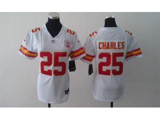 Women Kansas City Chiefs 25 Jamaal Charles Football Jersey White