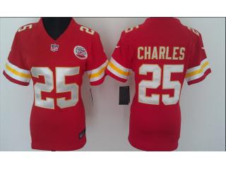 Women Kansas City Chiefs 25 Jamaal Charles Football Jersey Red