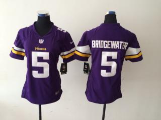 Women Minnesota Vikings 5 Teddy Bridgewater Football Jersey Purple