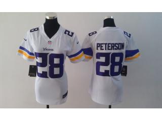 Women Minnesota Vikings 28 Adrian Peterson Football Jersey White