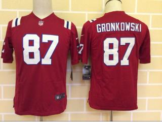 Youth New England Patriots 87 Rob Gronkowski Football Jersey Red