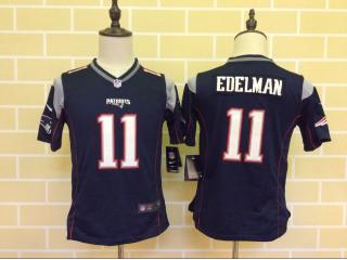 Youth New England Patriots 11 Julian Edelman Football Jersey Navy Blue