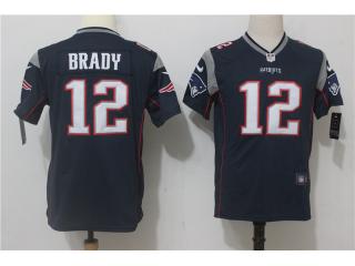 Youth New England Patriots 12 Tom Brady Football Jersey Navy Blue