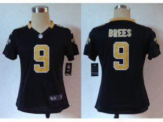 Women New Orleans Saints 9 Drew Brees Football Jersey Black