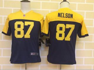 Youth Green Bay Packers 87 Jordy Nelson Football Jersey Navy Blue