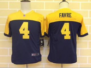 Youth Green Bay Packers 4 Brett Favre Football Jersey Navy Blue