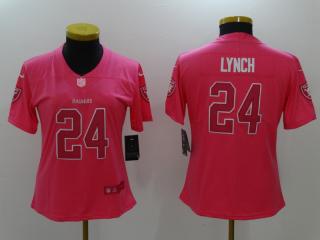Women Oakland Raiders 24 Marshawn Lynch Football Jersey Red