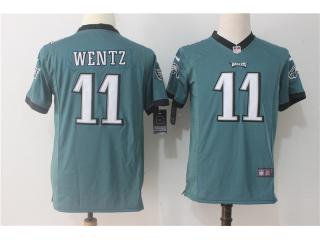 Youth Philadelphia Eagles 11 Carson Wentz Football Jersey Green