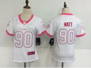 Women Pittsburgh Steelers 90 T.J. Watt Football Jersey White pink