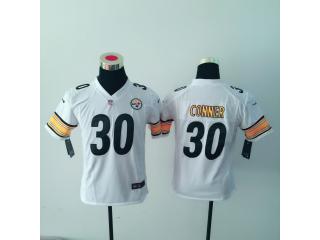 Youth Pittsburgh Steelers 30 James Conner Football Jersey White