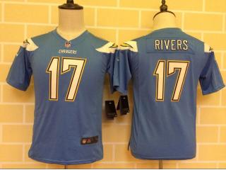 Youth San Diego Chargers 17 Philip Rivers Football Jersey Blue