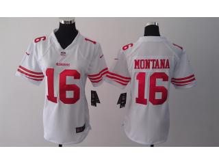 Women San Francisco 49ers 16 Joe Montana Football Jersey White