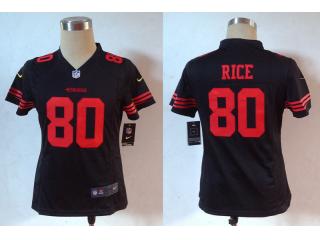 Women San Francisco 49ers 80 Jerry Rice Football Jersey Black