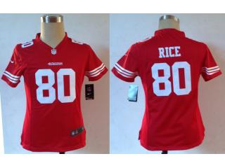 Women San Francisco 49ers 80 Jerry Rice Football Jersey Red