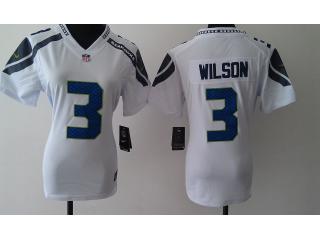 Women Seattle Seahawks 3 Russell Wilson Football Jersey White