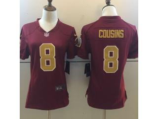 Women Washington Redskins 8 Kirk Cousins Football Jersey Red