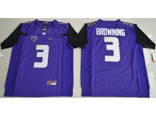 Washington Huskies 3 Jake Browning College Football Jersey Purple
