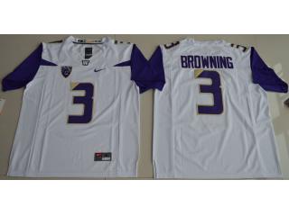 Washington Huskies 3 Jake Browning College Football Jersey White