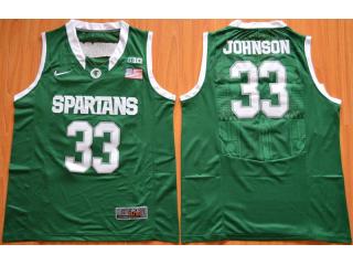 Michigan State Spartans 33 Magic Johnson College Basketball Jersey Green