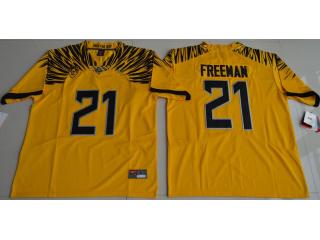 Oregon Duck 21 Royce Freeman College Football Electric Lightning Jersey Yellow