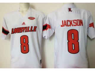 Louisville Cardinals 8 Lamar Jackson College Football Jersey White