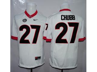 Georgia Bulldogs 27 Nick Chubb College Football Jersey White