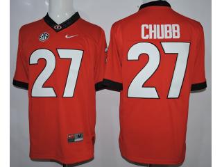 Georgia Bulldogs 27 Nick Chubb College Football Jersey Red