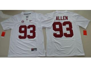 Alabama Crimson Tide 93 Jonathan Allen College Football Jersey White