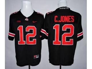 Ohio State Buckeyes 12 Cardale Jones College Football Jersey Black Red Word