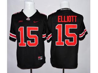 Ohio State Buckeyes 15 Ezekiel Elliott College Football Jersey Black Red Word
