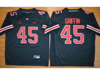 Ohio State Buckeyes 45 Archie Griffin College Football Jersey Black Red Word