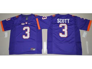 2016 Clemson Tigers 3 Artavis Scott College Football Jersey Purple