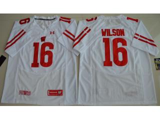 Under Armour Wisconsin Badgers 16 Russell Wilson College Football Jersey White